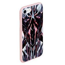 Чехол iPhone 7/8 матовый Чёрно-красная агрессивная абстракция на белом фоне, цвет: 3D-светло-розовый — фото 2