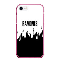 Чехол iPhone 7/8 матовый Ramones fire black rock, цвет: 3D-малиновый
