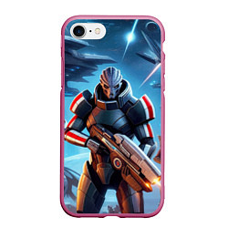 Чехол iPhone 7/8 матовый Mass Effect - ai art, цвет: 3D-малиновый