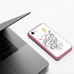 Чехол iPhone 7/8 матовый Достоевский бессмертен, цвет: 3D-малиновый — фото 2