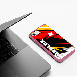 Чехол iPhone 7/8 матовый Роблокс - спортивная абстрация, цвет: 3D-малиновый — фото 2