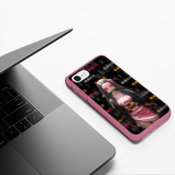 Чехол iPhone 7/8 матовый Nezuko Kamado - Клинок, рассекающий демонов, цвет: 3D-малиновый — фото 2
