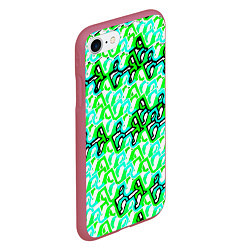 Чехол iPhone 7/8 матовый Зелёный узор и бело-чёрная обводка, цвет: 3D-малиновый — фото 2