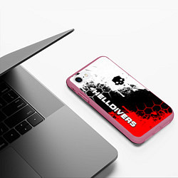 Чехол iPhone 7/8 матовый Helldivers 2: Skull Logo, цвет: 3D-малиновый — фото 2