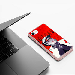 Чехол iPhone 7/8 матовый Джотаро Куджо на фоне звездочек из ДжоДжо, цвет: 3D-светло-розовый — фото 2