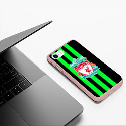 Чехол iPhone 7/8 матовый Liverpool line green, цвет: 3D-светло-розовый — фото 2
