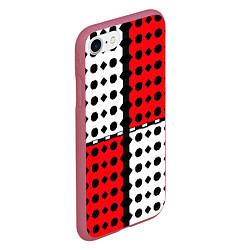 Чехол iPhone 7/8 матовый Красно белое полотно и фигуры, цвет: 3D-малиновый — фото 2