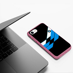 Чехол iPhone 7/8 матовый BMW sport geometry blu, цвет: 3D-малиновый — фото 2