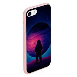 Чехол iPhone 7/8 матовый Одинокий космонавт, цвет: 3D-светло-розовый — фото 2