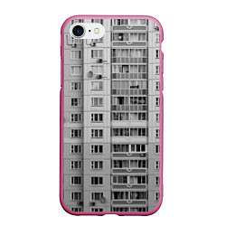 Чехол iPhone 7/8 матовый Эстетика панельки, цвет: 3D-малиновый