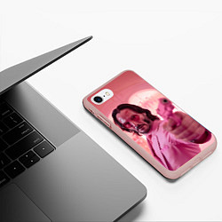 Чехол iPhone 7/8 матовый Джон Уик в розовых очках сердечках, цвет: 3D-светло-розовый — фото 2