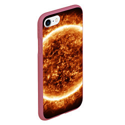 Чехол iPhone 7/8 матовый Пылающее солнце крупным планом, цвет: 3D-малиновый — фото 2