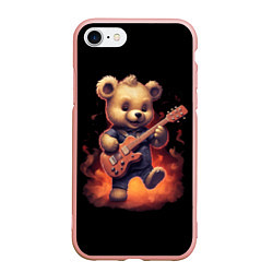 Чехол iPhone 7/8 матовый Плюшевый медведь играет на гитаре, цвет: 3D-светло-розовый
