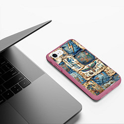 Чехол iPhone 7/8 матовый Пэчворк из Египетских мотивов, цвет: 3D-малиновый — фото 2
