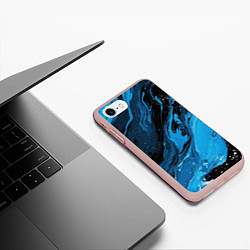 Чехол iPhone 7/8 матовый Черно-синяя абстракция геометрическая, цвет: 3D-светло-розовый — фото 2