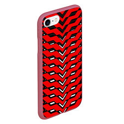 Чехол iPhone 7/8 матовый Красная броня с белыми прорезями, цвет: 3D-малиновый — фото 2