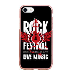 Чехол iPhone 7/8 матовый Rock festival - live music, цвет: 3D-светло-розовый