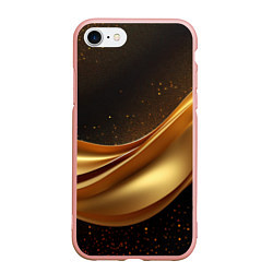 Чехол iPhone 7/8 матовый Золотая стильная абстракция на черном фоне, цвет: 3D-светло-розовый