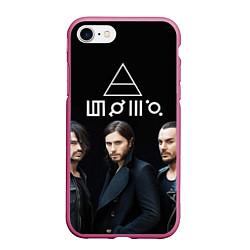 Чехол iPhone 7/8 матовый 30 seconds to mars, цвет: 3D-малиновый