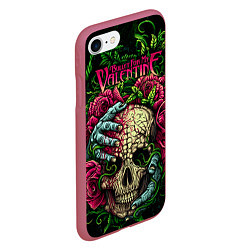 Чехол iPhone 7/8 матовый BFMV: Roses Skull, цвет: 3D-малиновый — фото 2