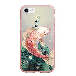 Чехол iPhone 7/8 матовый Рыба, цвет: 3D-светло-розовый