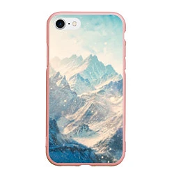 Чехол iPhone 7/8 матовый Горы, цвет: 3D-светло-розовый