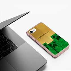 Чехол iPhone 7/8 матовый Minecraft Sssss, цвет: 3D-светло-розовый — фото 2