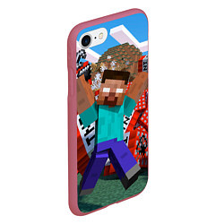 Чехол iPhone 7/8 матовый Minecraft Man, цвет: 3D-малиновый — фото 2
