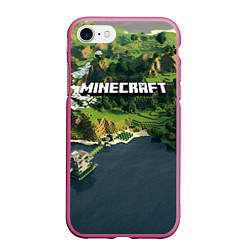 Чехол iPhone 7/8 матовый Minecraft Location, цвет: 3D-малиновый