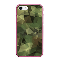 Чехол iPhone 7/8 матовый Полигональный камуфляж, цвет: 3D-малиновый