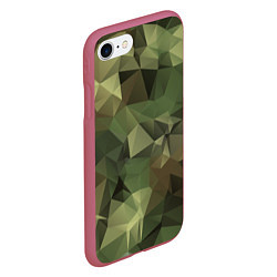 Чехол iPhone 7/8 матовый Полигональный камуфляж, цвет: 3D-малиновый — фото 2