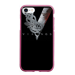 Чехол iPhone 7/8 матовый Vikings Emblem, цвет: 3D-малиновый