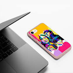 Чехол iPhone 7/8 матовый The Beatles: Poly-art, цвет: 3D-светло-розовый — фото 2
