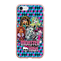 Чехол iPhone 7/8 матовый Monster High, цвет: 3D-светло-розовый