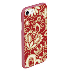 Чехол iPhone 7/8 матовый Хохломская роспись, цвет: 3D-малиновый — фото 2