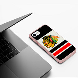 Чехол iPhone 7/8 матовый Chicago Blackhawks, цвет: 3D-светло-розовый — фото 2