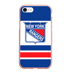 Чехол iPhone 7/8 матовый New York Rangers, цвет: 3D-светло-розовый