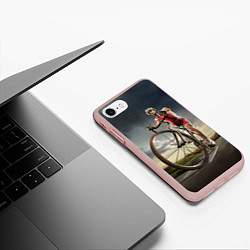 Чехол iPhone 7/8 матовый Велогонщик, цвет: 3D-светло-розовый — фото 2