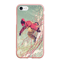 Чехол iPhone 7/8 матовый Сноуборд, цвет: 3D-светло-розовый