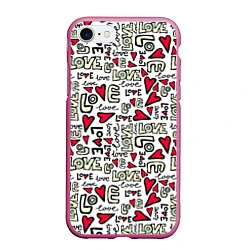 Чехол iPhone 7/8 матовый Love Words, цвет: 3D-малиновый