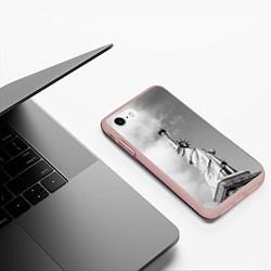 Чехол iPhone 7/8 матовый Статуя Свободы, цвет: 3D-светло-розовый — фото 2
