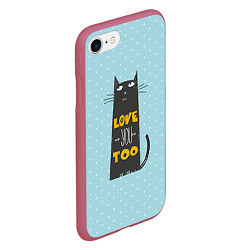 Чехол iPhone 7/8 матовый Kitty: Love you too, цвет: 3D-малиновый — фото 2