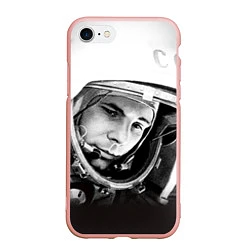 Чехол iPhone 7/8 матовый Юрий Гагарин, цвет: 3D-светло-розовый