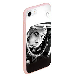 Чехол iPhone 7/8 матовый Юрий Гагарин, цвет: 3D-светло-розовый — фото 2