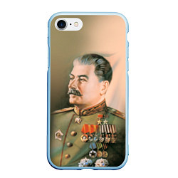 Чехол iPhone 7/8 матовый Иосиф Сталин цвета 3D-голубой — фото 1