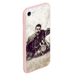 Чехол iPhone 7/8 матовый Сталин байкер, цвет: 3D-светло-розовый — фото 2