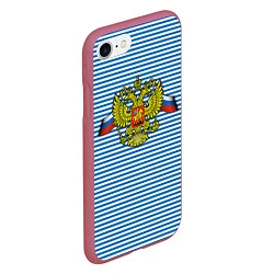 Чехол iPhone 7/8 матовый Тельняшка Герб РФ, цвет: 3D-малиновый — фото 2