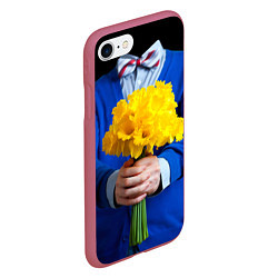Чехол iPhone 7/8 матовый Цветы в руках, цвет: 3D-малиновый — фото 2