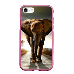 Чехол iPhone 7/8 матовый Дикий слон, цвет: 3D-малиновый