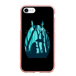 Чехол iPhone 7/8 матовый Тоторо в лесу, цвет: 3D-светло-розовый